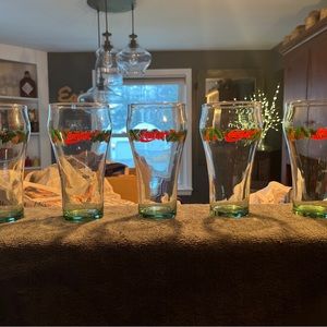 Vintage Christmas Coca Cola Holly Glasses 1980’s (5)